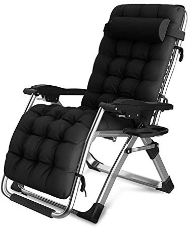 Chaises De Patio Inclinables Chaises Longues Zéro Gravité des Chaises Longues Jardin en Plein Air Chaise À Bascule Deck pour Plage Camping Soutient 200 kg (Color : Black)