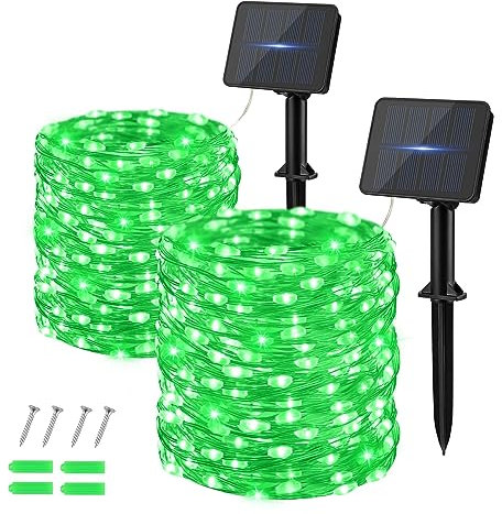 Dalugo Green Solar Fairy Lights - 2 Pack 40 Ft 8 Modes Waterproof for Halloween, Garden, Yard, Tree, Party, Birthday, Wedding, Indoor/Outdoor Decoration
