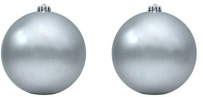 DARO DEKO Weihnachts-Kugel XXL Ø 15cm - 2 Stück Silber matt