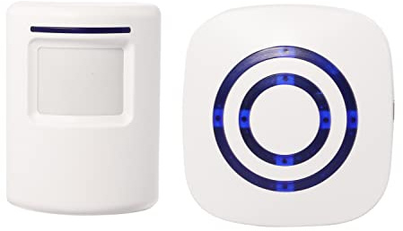 SCOOLR Home Security Wireless Driveway Alarm 1 Plug-in Receiver and 1 PIR Motion Sensor Detector Infrared Alert System Kit-LED Indicators (a, White)