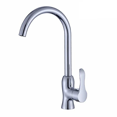 Qrity Rubinetto da Cucina Miscelatore Monocomando ad Arco Alto Rubinetto da Cucina Girevole a 360 ° Rubinetto Miscelatore Europeo Moderno Cromato con Adattatore da 1/2 e 3/8