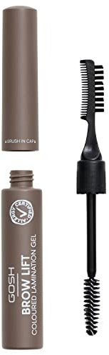 GOSH Brow Lift Lamination Gel à sourcils avec couleur, gel de fixation végétalien pour un coiffage rapide et impeccable des sourcils, avec effet salon, sans parfum et durable, convient aux personnes