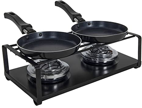 Mini Raclette Set ohne Strom - für 2 Personen - Tischgrill mit 2 Pfannen - Camping Festival Picknick Tisch Grill mit Brenner für Brennpaste Betrieb mit Feuer