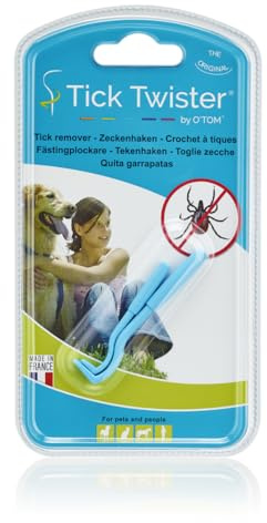 Tick Twister® - Set di 2 tirateca blu – Consente di rimuovere le zecche su cani, gatti, cavalli e uomo – Tire Zecche Original - Made in France (1)