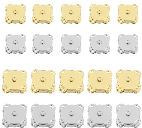 Focenat 20 Stück Magnetknöpfe, Magnetverschluss Taschen, Magnetische Knöpfe, Magnetische Druckknöpfe zum Annähen, Druckknopf Metall für Basteln, Nähen, Taschen, Geldbörsen, Kleidung