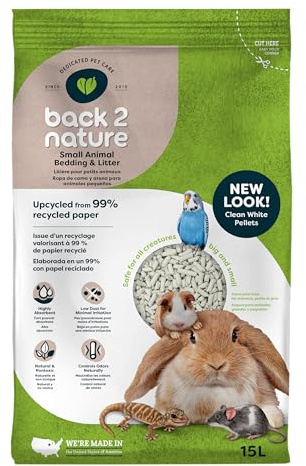 Back 2 Nature® Small Animal Bedding & Litter – Upcycled from 99% Recycled Paper | Highly Absorbent & Long Lasting Odor Control | Natural and Nontoxic | Low Dust | Easy-to-Maintain | 15L Bag