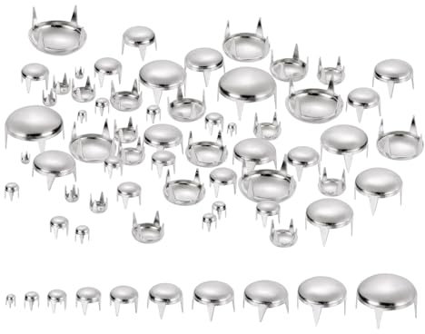 QUARKZMAN 100 Stück Silberne runde Kuppelnieten, 10 Größen Messing Kuppel Punk Nieten Rock Nagelköpfe Krallenperlen Sortiment Set für DIY Kleidung Gürtel Tasche Schuhe