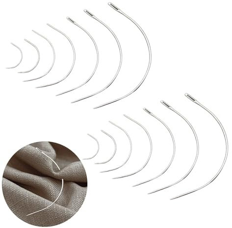 14 Stück Gebogene Nähnadel Polsternadeln Gebogen Sattlernadel Rundnadel Nähnadeln Set Hand Rund Leder Nadel Gebogen Nähen Gebogene Nadeln Dünn Perücke C Gebogene Nadeln Ledernadel Rundnadeln zum Nähen