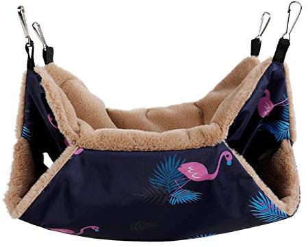 Hamaca para animales pequeños, cama de hurón con diseño de doble capa, hamaca cálida, hamaca pequeña para mascotas con cuatro ganchos de zinc para subir y salir de la hamaca, enriquece a tus mascotas