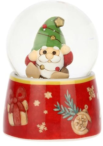 THUN, Boule De Neige Con Gnomo Oliver in Vetro e Ceramica di Alta Qualità, Versione Piccola, Collezione Natale, Arredamento da Collezione, Idea Regalo per Natale, Ø 4,8 cm, 6,7 cm h