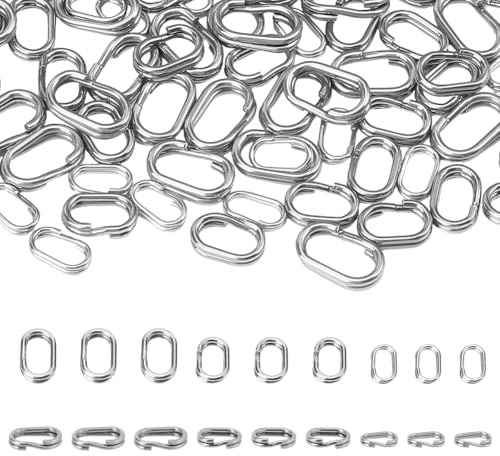 PH PandaHall 150pcs 3 tailles Anneaux de Saut Doubles 304 anneau Fendu Ovale en Acier Inoxydable de 7/8/10mm pour la Fabrication de Bijoux de Porte Clés et de Pendentifs