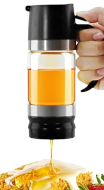 NERTHUS FIH 1479 Pot de miel 350ml, distributeur en verre avec base en silicone, sans BPA, distributeur à bouton-poussoir, facile à remplir et à nettoyer, Clair