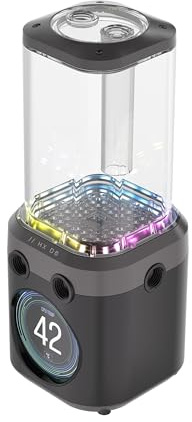 CORSAIR iCUE LINK XD6 RGB Elite LCD-Pumpen-/Behältereinheit – FlowDrive Max-Pumpe, 480x480 IPS-LCD-Bildschirm, Integrierter Temperatursensor, 22 Adressierbare RGB-LEDs – Stahlgrau