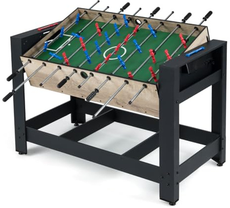 COSTWAY 2 in 1 Multi Game Table, 122 cm Reversible Football & Pool Combo Table with 2 Foosballs, Cue Sticks, Triangle, Indoor Arcade Game Tables for Home, Party, Gathering