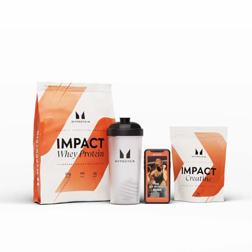 Myprotein Get Stronger Bundle – Strawberry Cream Impact Whey Protein (1kg) + Unflavoured Creatine Monohydrate (100g) + Shaker | 33 Servings | Muscle Growth & Performance Support