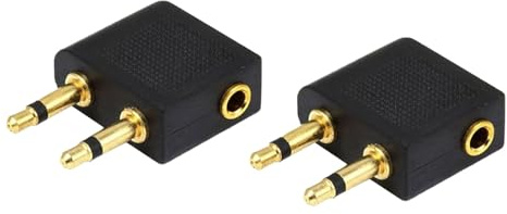 Tosuny Hörlursadapter för Flygplan, Dubbel 3,5 Mm Hane Till 3,5 Mm Flygplanskontakt med Metallkontakter för Underhållning Under Flygning (2 st)