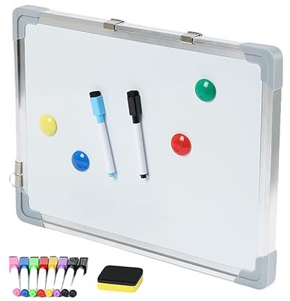 Relaxdays Pizarra Blanca magnética borrable con Accesorios, Esquinas protegidas, 30x40 cm