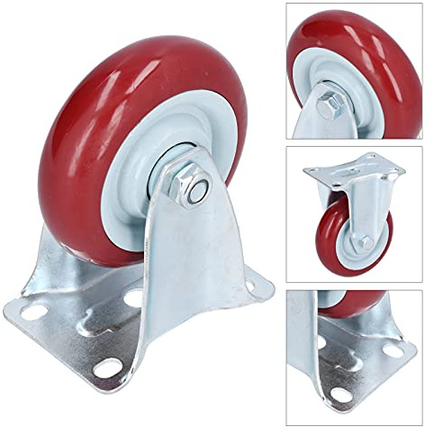BAFOVY Ruote Girevoli Ruote Fisse Industriali per Carichi Pesanti Acciaio Inossidabile 304 PU Ruota da 100 Mm Carico da 100 Kg Contatto Silenzioso con Pavimento per Carrelli Carrelli Apparecchiature