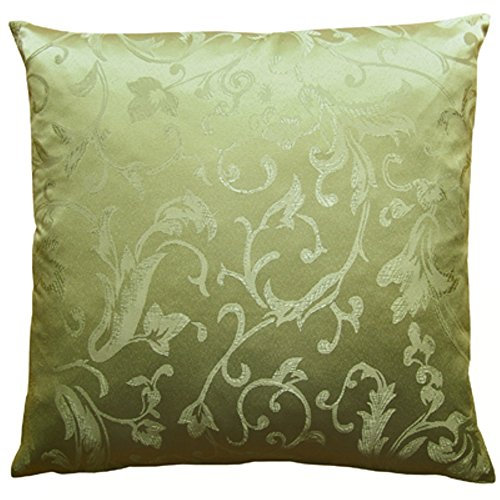 fashion and joy Kissenhülle BAROCK mit Ranke AUD edlem Jacquard in grün 40 x 40 cm mit Reißverschluß Ökotex zertifziert Dekokissen Zierkissen Kissen Typ467
