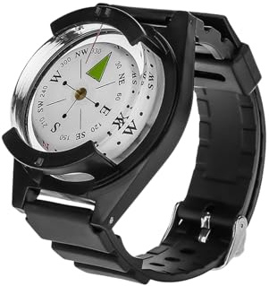 Wrist Compass, Outdoor Compass Watch with Glow in Dark Dial & Adjustable Rubber Strap for Hiking Camping, Survival Gear