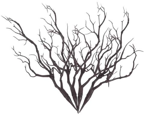 LIFKOME Artificial Antler Dried Tree Branches 13.76'' Art Witch Antler Branch Decorative Plant Twigs Plastic Dry Branches Decor for Wedding Christmas Party Home Supplies Brown 4pcs