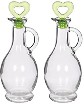 Set de 2 Dispensadores de Aceite y vinagre. vinagrera aceitera , Aceitera de 500 ml de Capacidad de Vidrio Transparente. Sistema antigoteo. También Ideal para aceites condimentados o especiados