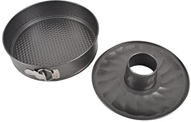 PINTINOX Tortiera apribile con due fondi e rivestimento antiaderente, cerniera per l'apertura e stampo tondo per torte, 28 cm, Acciaio al carbonio