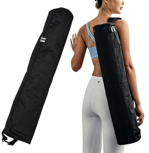 Ogetok Yoga Mat Bag, Full Zip Exercise Carrier Bag with Adjustable Strap, Waterproof Mat Carry Bag Strap for Gym Class Beach Park Travel for Women & Men (Black)
