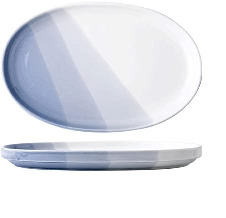 Speiseteller Teller Ovaler Keramik-Essteller Chinesischer kreativer großer Fischteller 12,2-Zoll-Porzellan-Essteller, mikrowellen-/spülmaschinen-/kühlschrankgeeigneter Speiseteller Haushaltsteller Tel