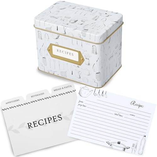 Jot & Mark Recipe Card Complete Gift Box | Decorative Recipe Tin Box (Culinary Cutlery)