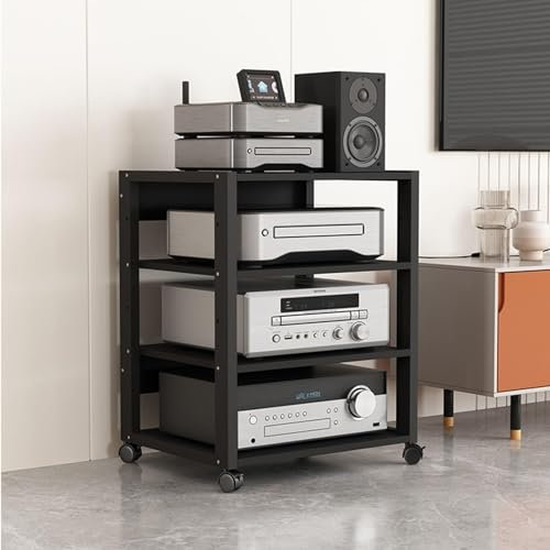 Supporto per lettore di dischi CD e DVD, con ruote, per Home Theater, 2/3/4/5 ripiani, scaffale da pavimento