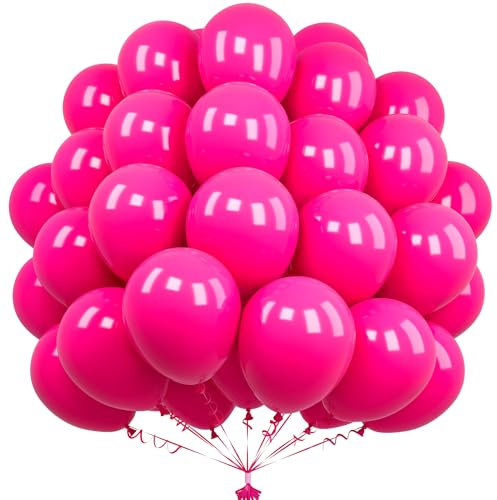 Unisun Palloncini rosa acceso, 50 pezzi, 30,5 cm, lattice, per donne e ragazze, feste, matrimoni, baby shower, San Valentino, anniversari