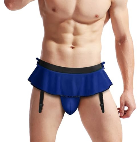 NLAND String sous-Vêtements pour Homme T-Back Slip Jockstrap Sexy Tanga Thong Respirant Taille Basse Underwear(Bleu)
