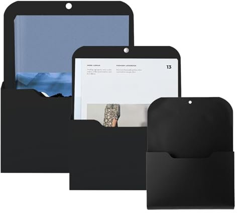 YUNXCNA 3 Stück Magnetischer Aktenhalter, 3 Größen, Magnetischer Papierhalter Dokumentenhalter, HäNgende Akten Organisator BüRo Bedarf Aufbewahrung, für Whiteboards, Zuhause, Schwarz (S/M/L)