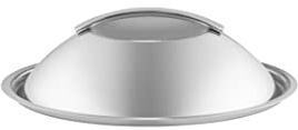 Eva Trio Couvercle bombé 24 cm en acier inoxydable La forme bombée du couvercle crée un espace supplémentaire dans la casserole et la poêle, acier brossé
