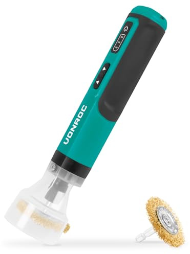 VONROC Spazzola Elettrica per Erbacce 4V – Incl. USB-C – Ergonomica e Leggera – Setole in Acciaio – Senza Sostanze Chimiche – Ideale per Giardini