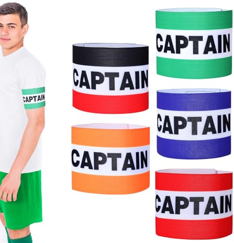 Bruislard 5 Pack Captain Arm Bands Adjustable Leader Armband Classic Captain's Armbands Captain's Armband for Football Basketball Volleyball Competition