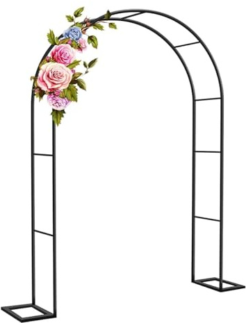 Arco da giardino in metallo per rose rampicanti, robusto design tubolare con base, facile da montare, per matrimoni, feste ed eventi, perfetto per ingressi terrazze e pergolati.