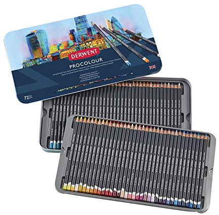 Derwent Procolour Pencils Set Of 72 In Tin, 4mm Round Core, Premium Core Strength, Smooth Texture, Ideal For Fine Art Drawing & Colouring, Professional Quality, 2302508