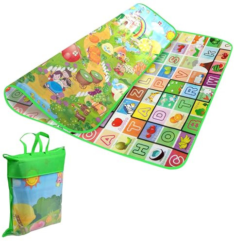 Denny International® Kids Crawling Educational Play Mat 2 Side Game Soft Foam Large Size Picnic Carpet 200X180cm (Play Ground Design)