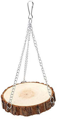 Altalena in Legno Naturale, Cesto da Letto Giocattolo da casa Altalena per Uccelli per Criceto Gerbil Rat Mouse Mouse Piccola Gabbia per Animali Persico Stand Toy(Large)