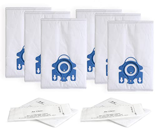 BIHARNT Replacement GN Vacuum Cleaner Bags Compatible with Miele Classic C1,Complete C2, Complete C3, S227/S240, S270,S400,S2,S5,S8 Series Canister Vacuum Cleaner (6 Pack Dust Bags + 2 Set Filters)