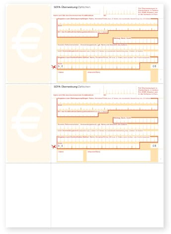 Litfax – SEPA Überweisung Zahlschein HU272, Format: DIN A4 inkl. 2 Formulare je Vordruck, 1-fach ohne Durchschlag, SEPA-Zahlscheine Bankformulare (1000 Stück)