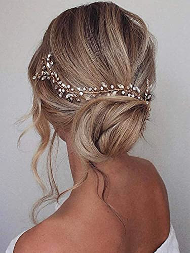 Prosy Braut Hochzeit Haar Reben Braut Crystal Headband Strass Headpieces Haarschmuck für Frauen und Mädchen (Silber)