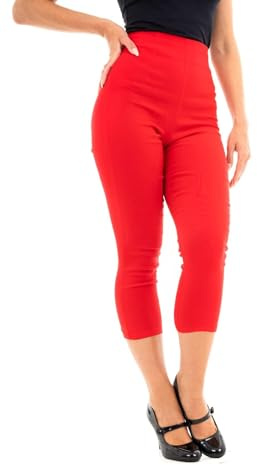 Ro Rox Ella Pantaloni Capri 3/4 Vintage Retro Pinup Anni 1950 - Rossa (M)