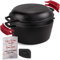 Cuisinel Gusseisen-Dutch Oven 7 Quart – voreingebrannter 2-in-1 tiefer Topf Multi-Kocher – Kombi-Deckel dient auch als 30,5 cm Bratpfanne + Silikon-Griffabdeckungen + Schaber/Reiniger – Indoor/Outdoor
