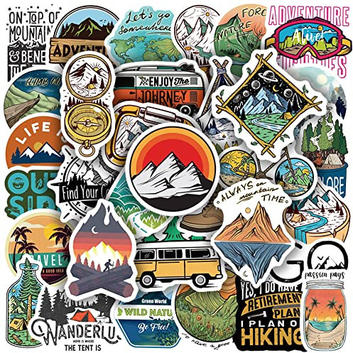 EUFFO Vintage Reisen im Freien Sticker Set 50 Stück, Wasserdicht, PVC, Retro, Multicolor