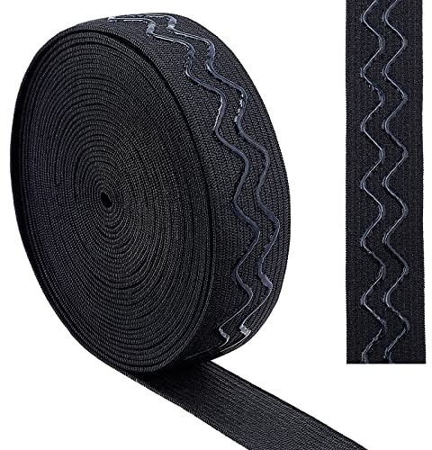 GORGECRAFT 5 Yards 20mm Largo Nastro Elastico Antiscivolo Onda Silicone Elastico Pinza Banda Elastica Gomme Elastiche Cintura per Abbigliamento Fai-da-Te Cucito Pantaloncini Sportivi Accessori, Nero