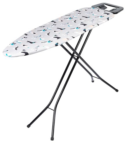 Beldray LA031190DFEU7 Compact Ironing Board – Folding Ironing Table, 7 Heights, Collapsible, Adjustable Iron Rest, Heat Reflective Surface, Lightweight, Machine Washable Dog Print Cover, 110 x 33 cm