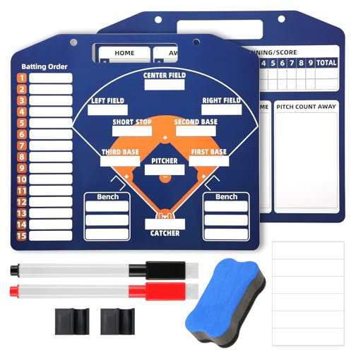 NQEUEPN Magnetische Baseball-Aufstellungstafel, 32x28cm Baseball-Klemmbrett Aufstellungskarten für Dugout Softball-Trockenlöschtafel mit Marker Trainingsausrüstung (Navy Blau)